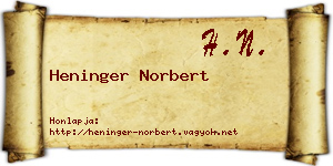 Heninger Norbert névjegykártya